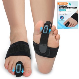 Hammer Toe Straightener Corrector for Women & Men - Toe Splint Relief for Hammer Toe, Crooked Toe, Curled Toe, Broken Toe Support (1 Compression Foot Wrap & 1 Toe Strap)
