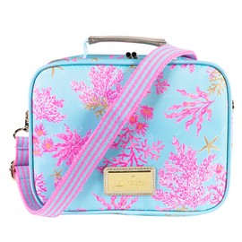 Lilly Pulitzer Insulated Lunch Box for Women, Cute Lunch Cooler Bag with Adjustable/Removable Shoulder Strap (Royal Coral)