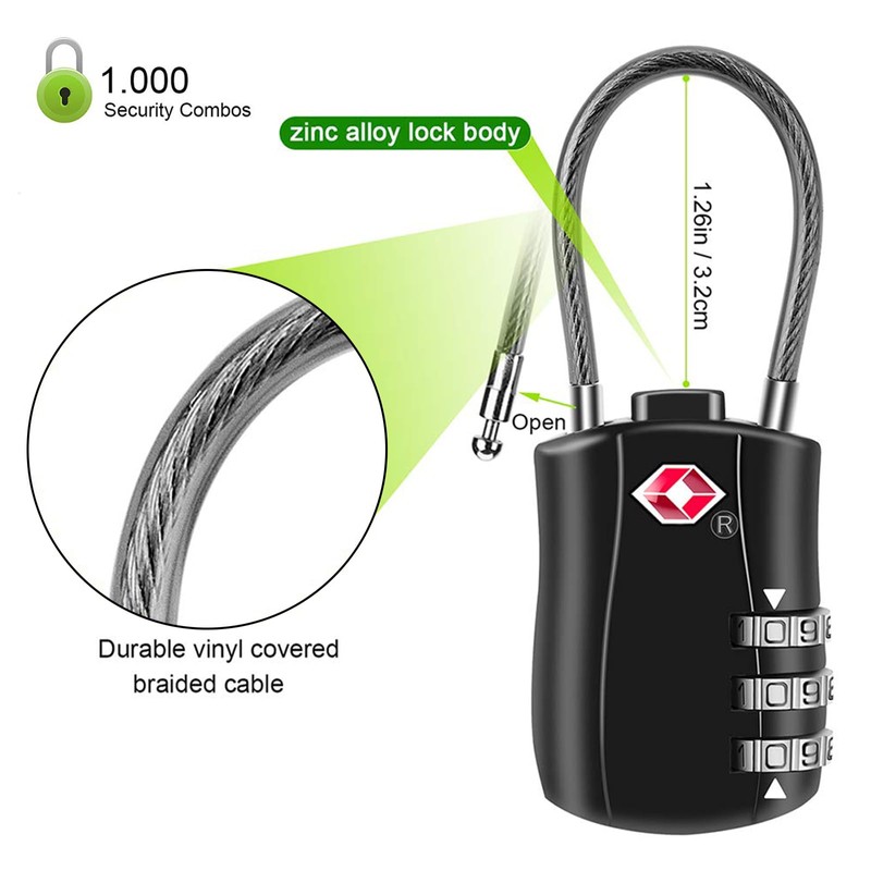 MAEZOE 4 Pack TSA Approved Luggage Locks, Combination Travel Cable