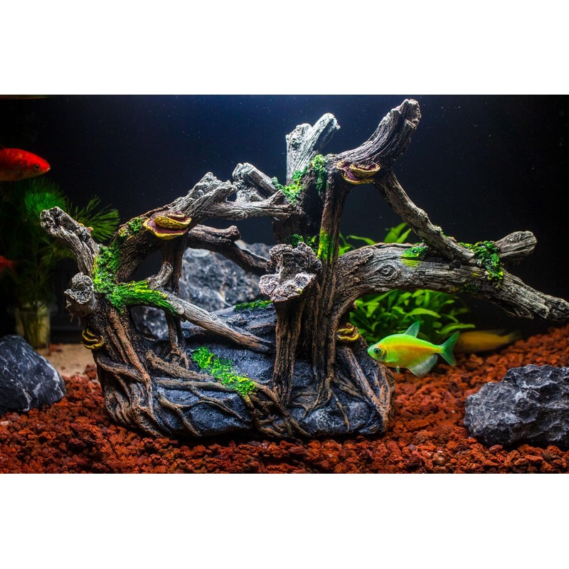 TAOMYPETS Fish Tank Decorations Aquarium Décor Resin Artificial Tree Trunk