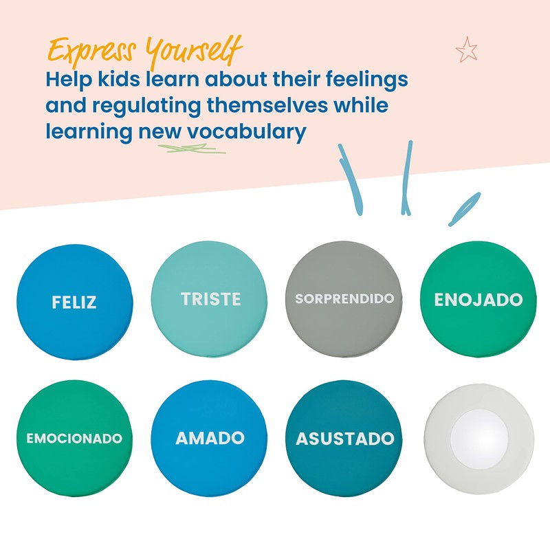 ECR4Kids SoftZone Emotion Pads with Mirror, Spanish, Expression Cushions, Contemporary,