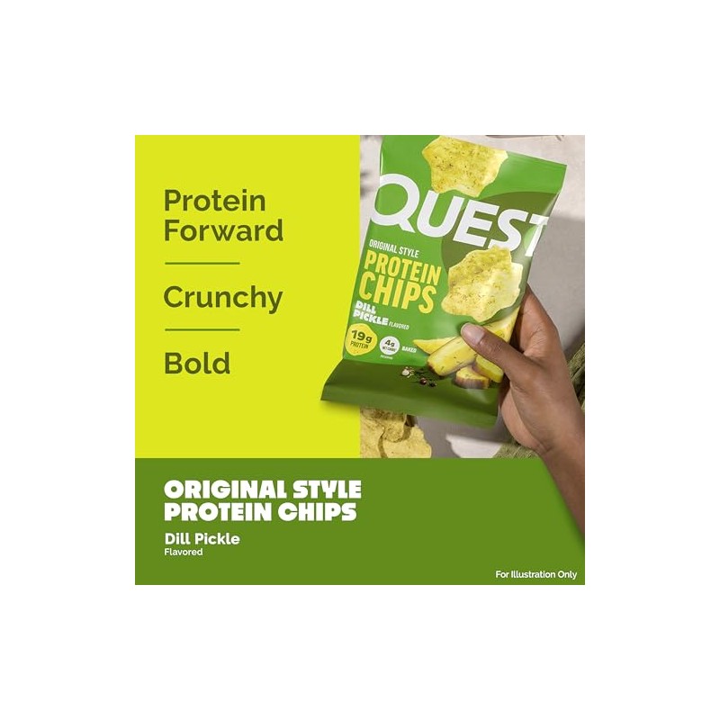 Quest Nutrition Dill Pickle Flavored Protein Chips, 19g Protein, 4g