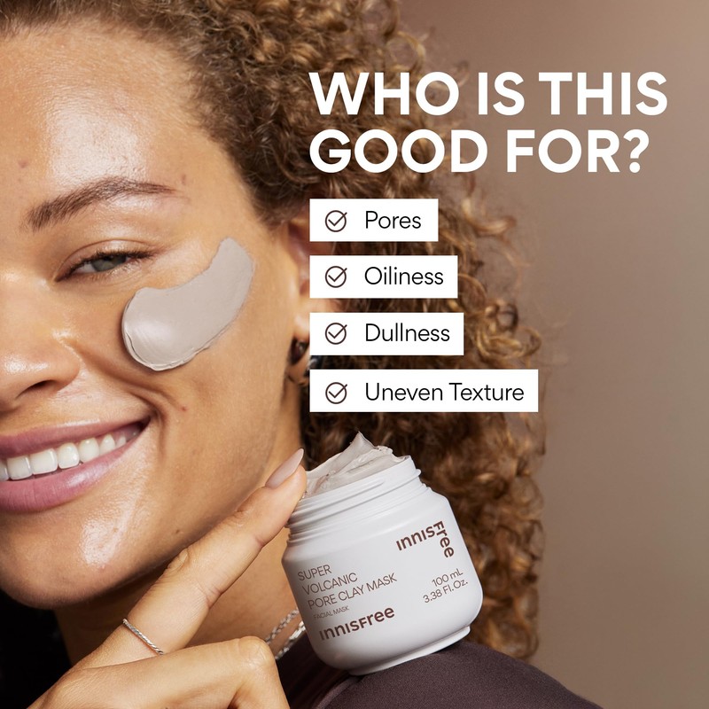 Innisfree Super Volcanic Clay Mask, Premium Korean Skincare with AHA