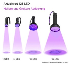 Black Light Torch, 128 LEDs UV Lamp with UV Protective Glasses for Pet Urine Detectors, Black Light Lamp 395 nm UV Light Scorpion Torch Lamp for Fake Banknotes, Urine of Dogs, Cats