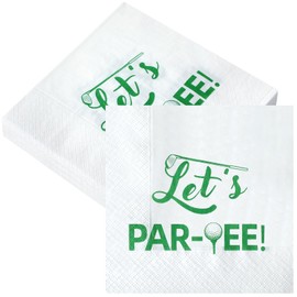MotiMind 100 Pcs Golf Napkins 5x5" Let's Par-tee Disposable Golf Cocktail Napkins Hole in One First Napkins Golf Beverage Paper Napkins for Golf Themed Birthday Party Sports Party Supplies Decor