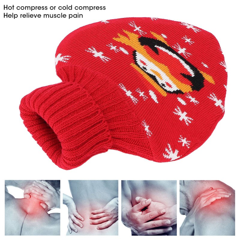 Hot Water Bottle Rubber Leakproof Relieve Pain Cute Knit Cover