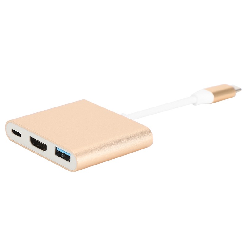 Type‑c to HDMiUSB3.1 Converter Aluminium Alloy Shell Compact Multi‑Port Support