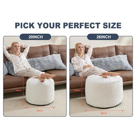 WSOFRLAC Small Pouf Ottoman Foot Rest Footstool and Ottomans Small for Couch Foot Stools for Living Room Boho Couch Ottomans White Beige Pouf Ottoman 20x15 Foot Rest Poufs Footstool