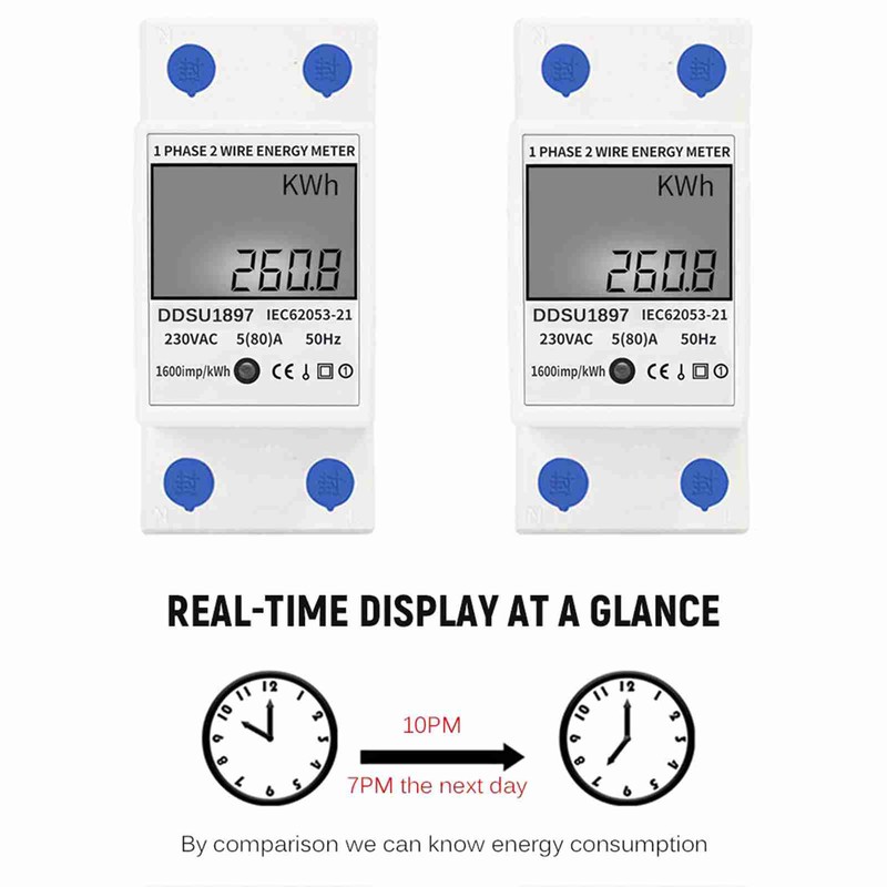 Digital Electric Energy Meter Single Phase DIN Rail Electricity Meter