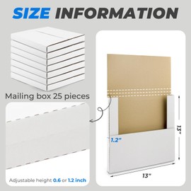 Golden State Art, 13x13x1 Inch Vinyl Record Shipping White Box, Cardboard Album Mailing Gift, lp Record Business Mailer, Protcet Square Frame, 25 Packs