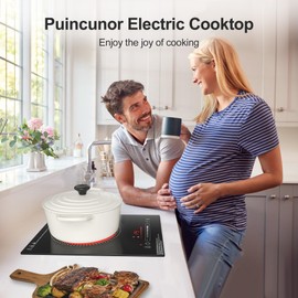 Puincunor Single Burner Electric Cooktop, 110V1800W Electric Stove, LED Display with Touch Control, 11 Power Levels, Child Safety Lock and Timer, Overheat Protection.