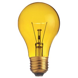 Satco S6083 25 Watt A19 Incandescent Light Bulb, Transparent Yellow