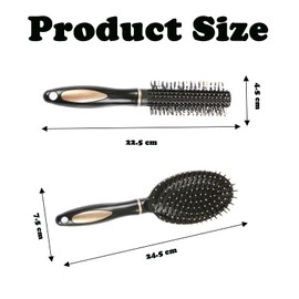 Round Hair Brush, Hair Extension Brushes, 2 Pcs (24.5×7.5cm) And (22.5×4.5cm), Hair Brushes, Boar Bristle Hair Brush, Round Brush, Suitable For All Kinds Of Styling