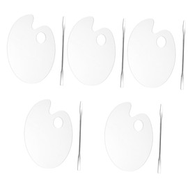 Operitacx 5 Sets Acrylic Makeup Mixing Palette Foundation Mixing Plate Stainless Steel Spatula