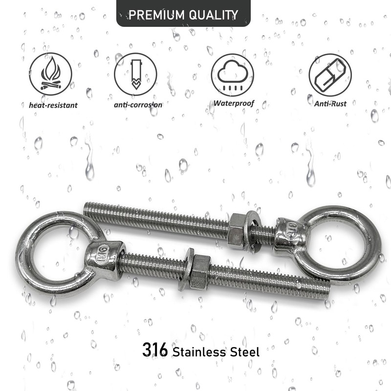 CUKAYO Eye Bolts, 5pack 3/8" X 4-3/4" Heavy Duty Shoulder