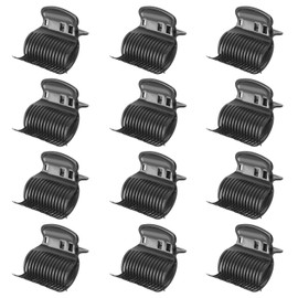 Hot Roller Clips, Pack of 12 Plastic Curlers Clip Women Curler Clips Claw Clips Replacement Girls Jumbo Hair Rollers for Haircut Styling Salon 6 x 5 x 4 cm Black
