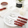 40 Pcs Wooden Handle Silverware Cutlery Set Walnut Handle 18/8