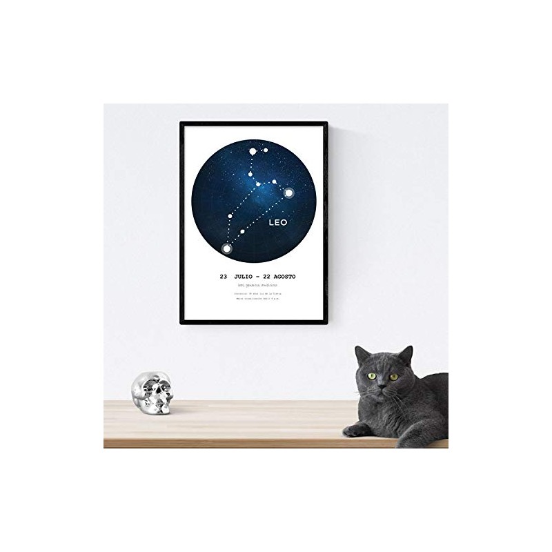 Nacnic Constellation Leo Star Symbol Poster A4 White Background