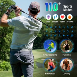 Qecnato Smart Watch, Military Smartwatch Answer/Make Calls, 110+ Sports Modes Fitness Watch with Sleep Monitor, IP68 Waterproof Activity Tracker for Android IOS, Green