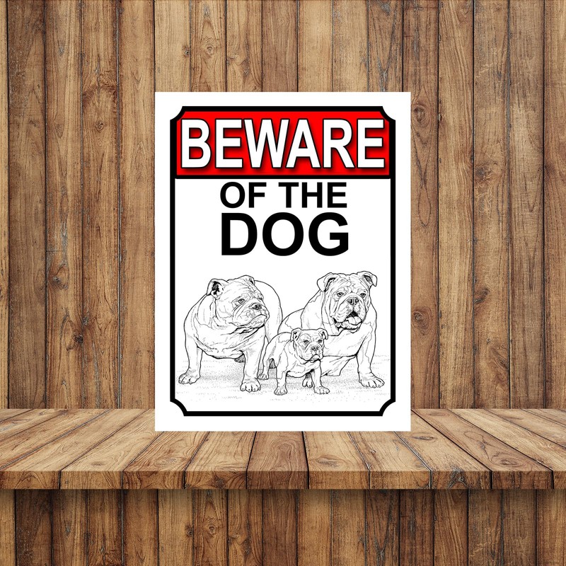 Shawprint BEWARE OF THE DOG METAL TIN GATE SIGN BRITISH
