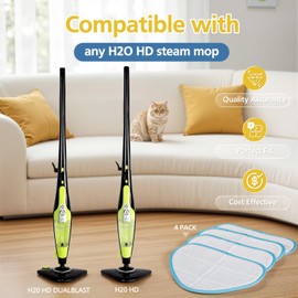 4 Steam Mop Pads Compatible with H2O HD Steam Mop,Reusable Microfibre Mop Pads,Mop Pads for Floor Cleaning