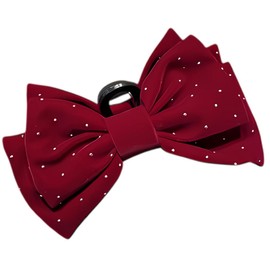 ARESACHI Hair Clip Hair Claw Large Bow Hair Closure Dot Hair Accessories (Red)