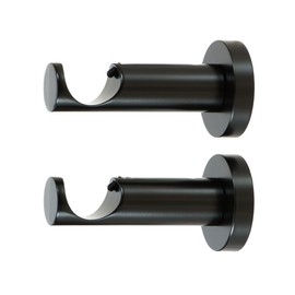 Ivilon Ceiling or Wall Mount Curtain Rod Brackets Holders for Curtain Rods of 7/8 and 1 Inch Diameter. Set of 2. Color Black