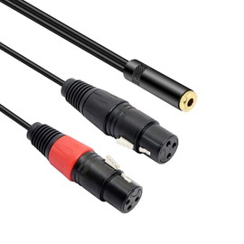 MEIRIYFA Dual XLR to 3.5mm Jack Microphone Cable, 1/8 Female to Dual XLR Female Adapter Microphone Cable, 3.5mm Stereo TRS to Dual XLR Female Conversion Cable - 0.3m