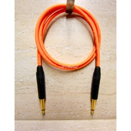 A1 Sound Van Damme Orange Ultra Guitar Instrument Lead Cable 1 metre Terminated With Neutrik 6.3 mm (1/4") Mono Jack Plugs Gold Plated With Black Covers.