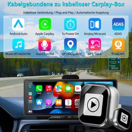 Wireless CarPlay Adapter Upgrade Converts Wired to Wireless for CarPlay USB C/A Plug and Play Mini Stable CarPlay Wireless Adapter Compatible with iOS 10+ Cars with Wired CarPlay