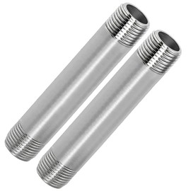 Fitvell 304 Stainless Steel Nipple Pipe Fitting 1/2" NPT X 1/2" NPT Male Thread Cast Pipe Fittings 6" 150mm Length (pack of 2)