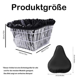 Pack of 2 Bicycle Basket Cover, Rain Cover, Bicycle Basket, Bicycle Rain Cover, Rain Baskets and Seats, Suitable for Most Bicycles and Electric Bicycles