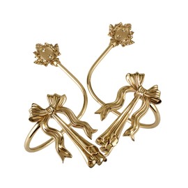 TerkCo Gold Brass Curtain Holdbacks,Bow Style Curtain Tiebacks,Wall Hooks Decoration for Curtains,Set of Two Curtain Hooks for Living Room Bedroom (Set of Two)