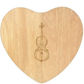 'Cello Instrument' Wooden Heart Shaped Chopping/Cutting Board (WB00081084)