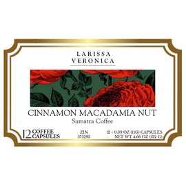 Cinnamon Macadamia Nut Sumatra Coffee (Single Serve K-Cup Pods) (Gourmet, Naturally Flavored, Whole Coffee Beans) (12 pods, ZIN: 575293)