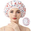 Years calm Terry Lined Shower Cap, Triple Layer Heart Motifs,Waterproof