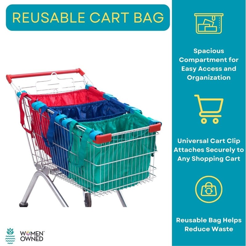 Handy Sandy Reusable Shopping Cart Bags (Set of 3), Foldable