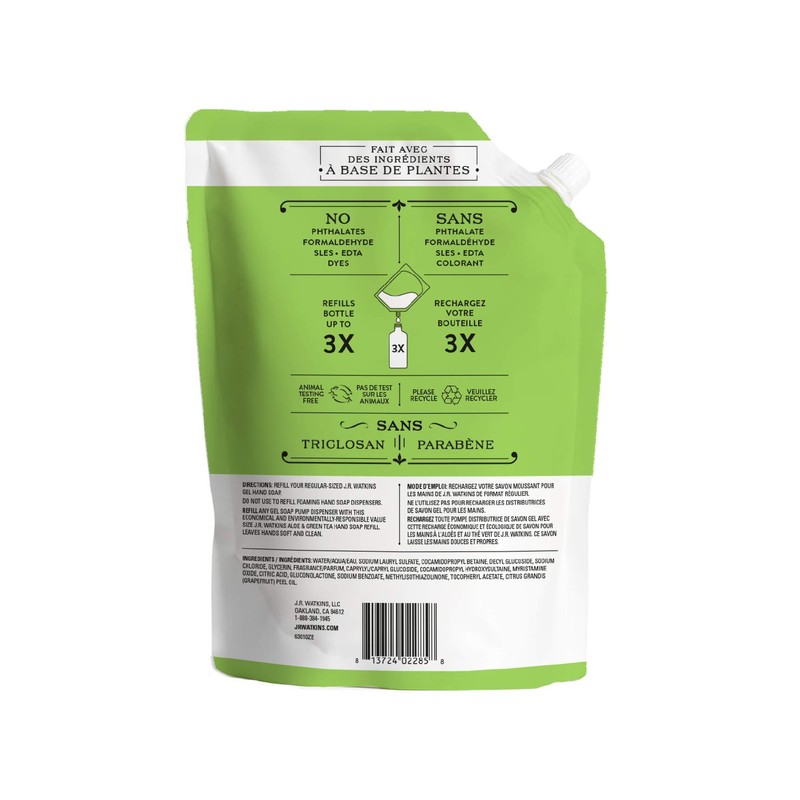 J.R. Watkins Hand Soap Refill, Aloe and Green Tea 34