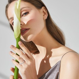 Flongo Wedding Promise Rings Women: Tungsten Steel Cutting Face Ring - Jewelry Gifts for Wife Girlfriend(silver#7)