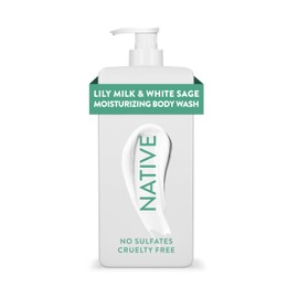 Native Moisturizing Body Wash Contains Naturally Derived Ingredients | For Women & Men, Sulfate, Paraben, & Dye Free Leaving Skin Soft and Hydrated | Lily Milk & White Sage 18 oz