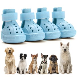 Dog Shoes for Hot Pavement,Non-Slip Waterproof Breathable Easy to Clean Put On and Take Off Dog Boots,Paw Protector for Hot Summer Roads Winter Snow (Blue, Size 5:(2.56"x1.97")(L*W))