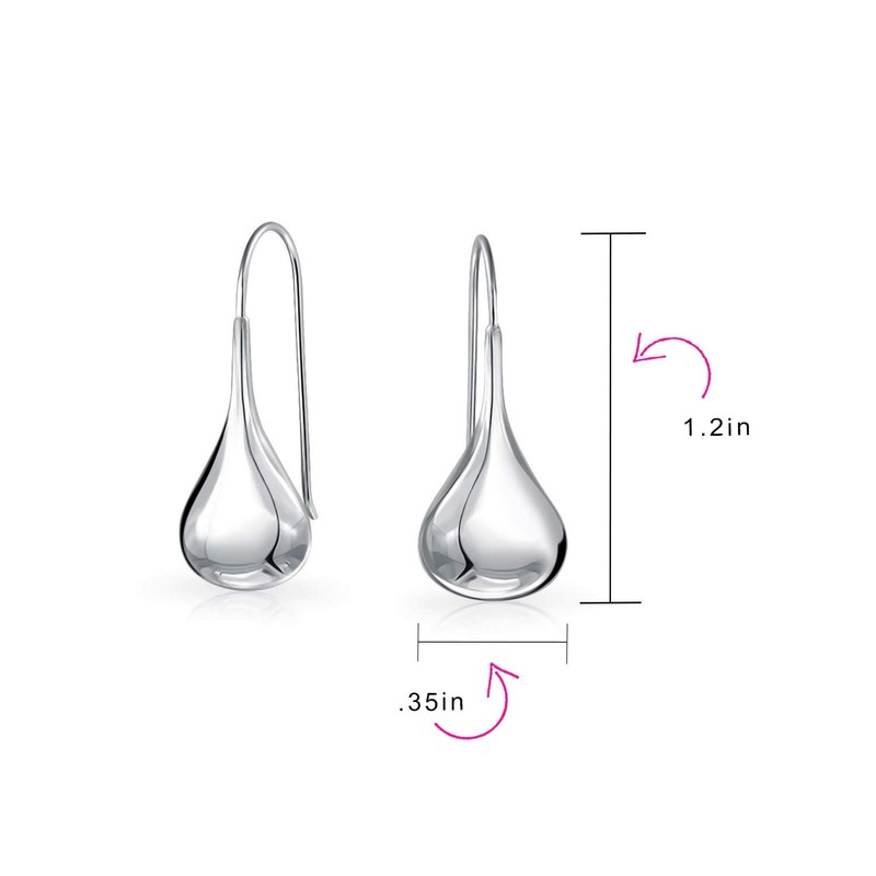 Bling Jewelry Polished Teardrop Sterling Silver Drop Hook Earrings