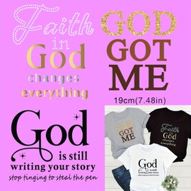 3pcs Inspirational God Got Me Flower Leaf Iron On Transfers for T-Shirts Rub on Transfers Stickers Vinyl Ready to Press Stickers Iron on Decals for T-Shirts Clothing Hoodie DIY Crafts