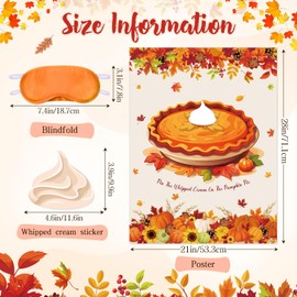 Faccito Thanksgiving Party Games Pin The Cream on The Pumpkin Pie with Blindfold Thanksgiving Gift Activities Fall Autumn Harvest Pumpkin Pie Pin Game Turkey Poster Party Supplies