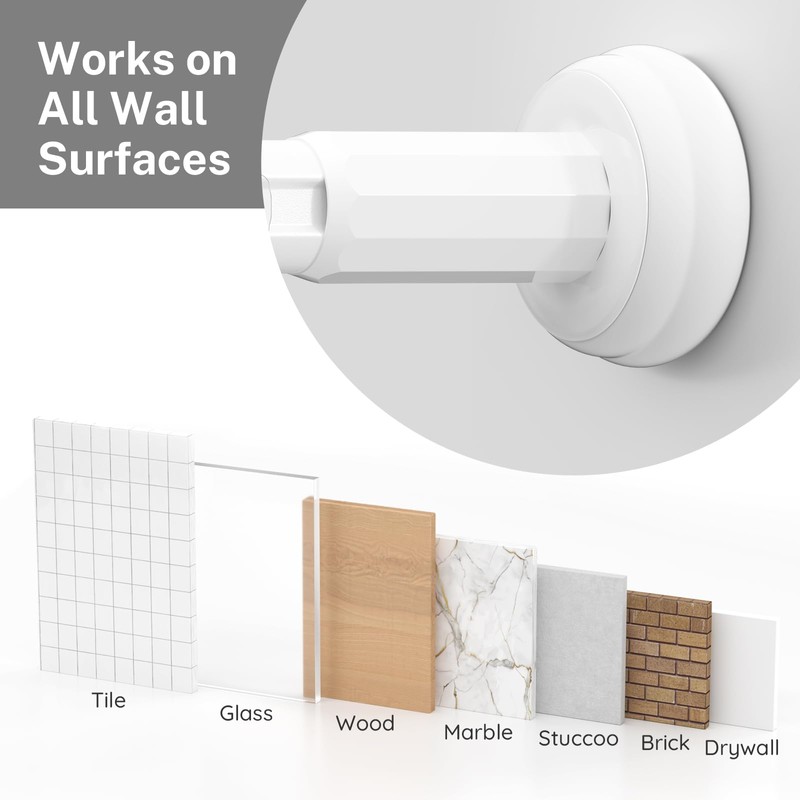 ZYKORT Heavy Duty Tension Curtain Rod No Drilling,Adjustable 39-173In,White
