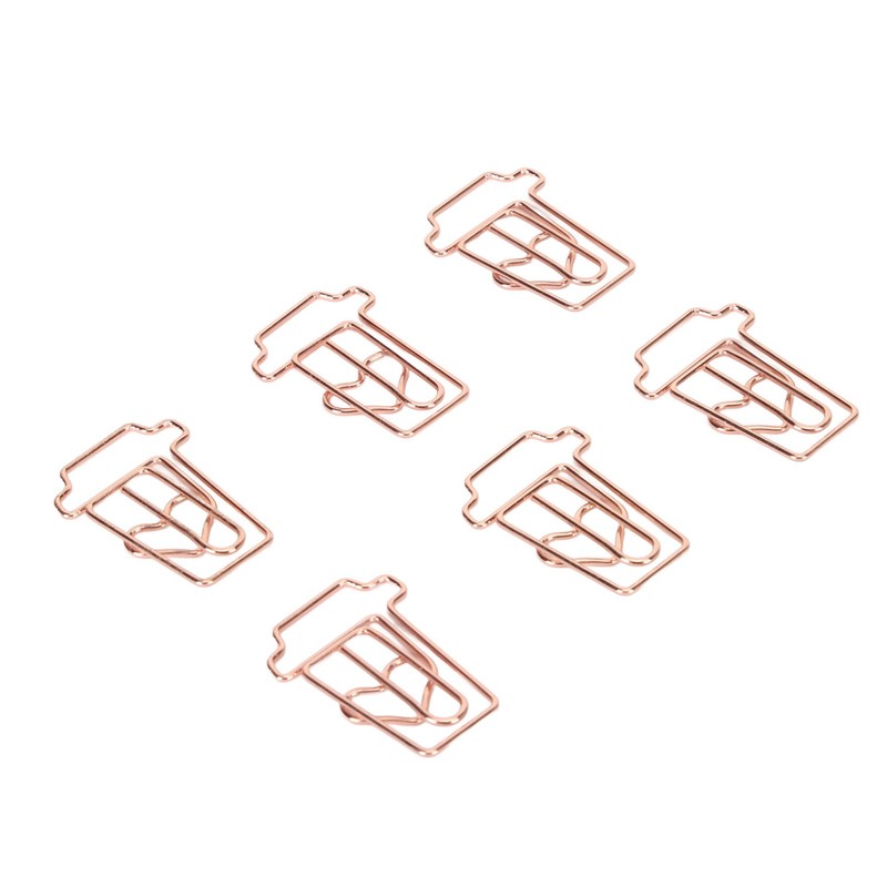 100pcs Paper Clips Innovative Cute Rose Coffee Cup Shape Reusable