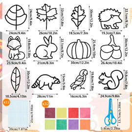 IWTBNOA Pack of 12 Autumn Crafts Children, Autumn Craft Set Children, Autumn Decoration Crafts Children, Window Pictures Autumn Crafts (Style B)