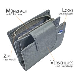 FreeHaveFun RFID Women's Leather Wallet Separate Coin Pocket, grey, rfid wallet