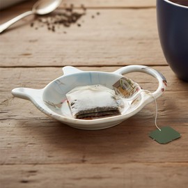 Sandy Beach Tea Bag Tidy, 12cm Nautical Teabag Dish, Coastal Tea Spoon Rest with Beach Scene