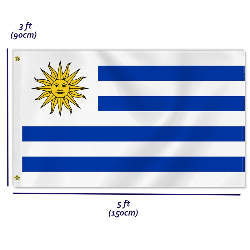 3×5 FT Uruguay Flag, Large 75D Uruguayan National Outdoor Banner,Decor